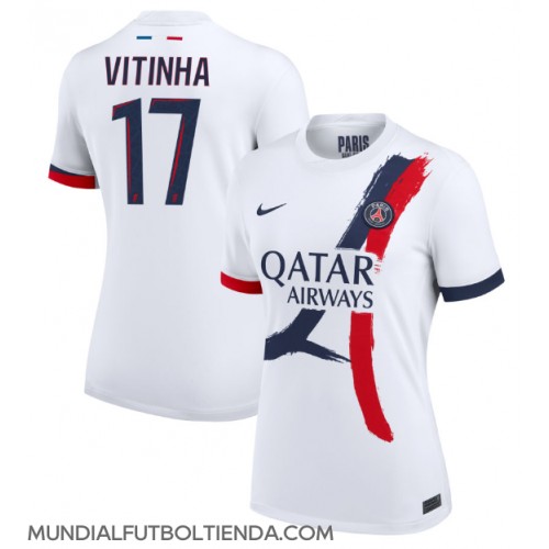 Camiseta Paris Saint-Germain Vitinha #17 Segunda Equipación Replica 2024-25 para mujer mangas cortas